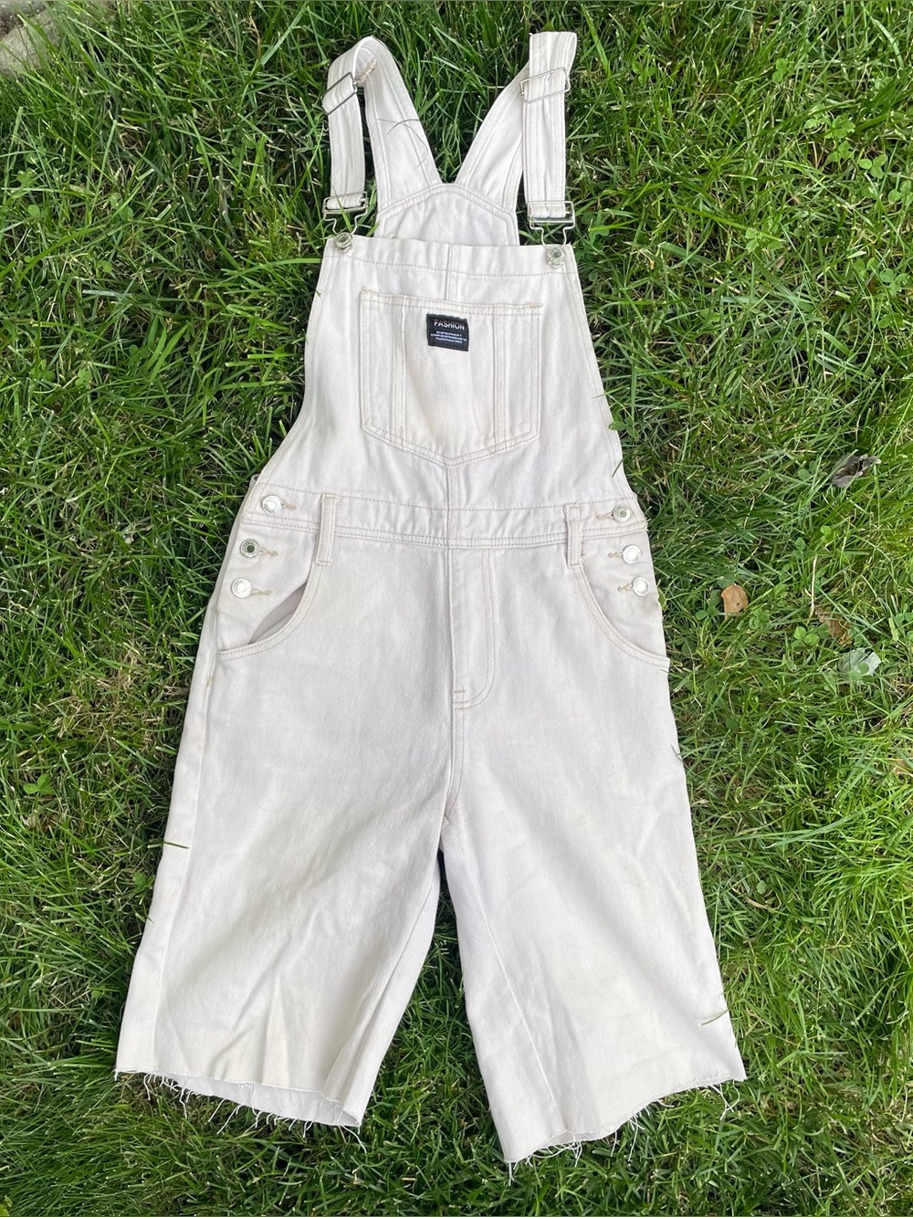 White denim shorts overalls size XS